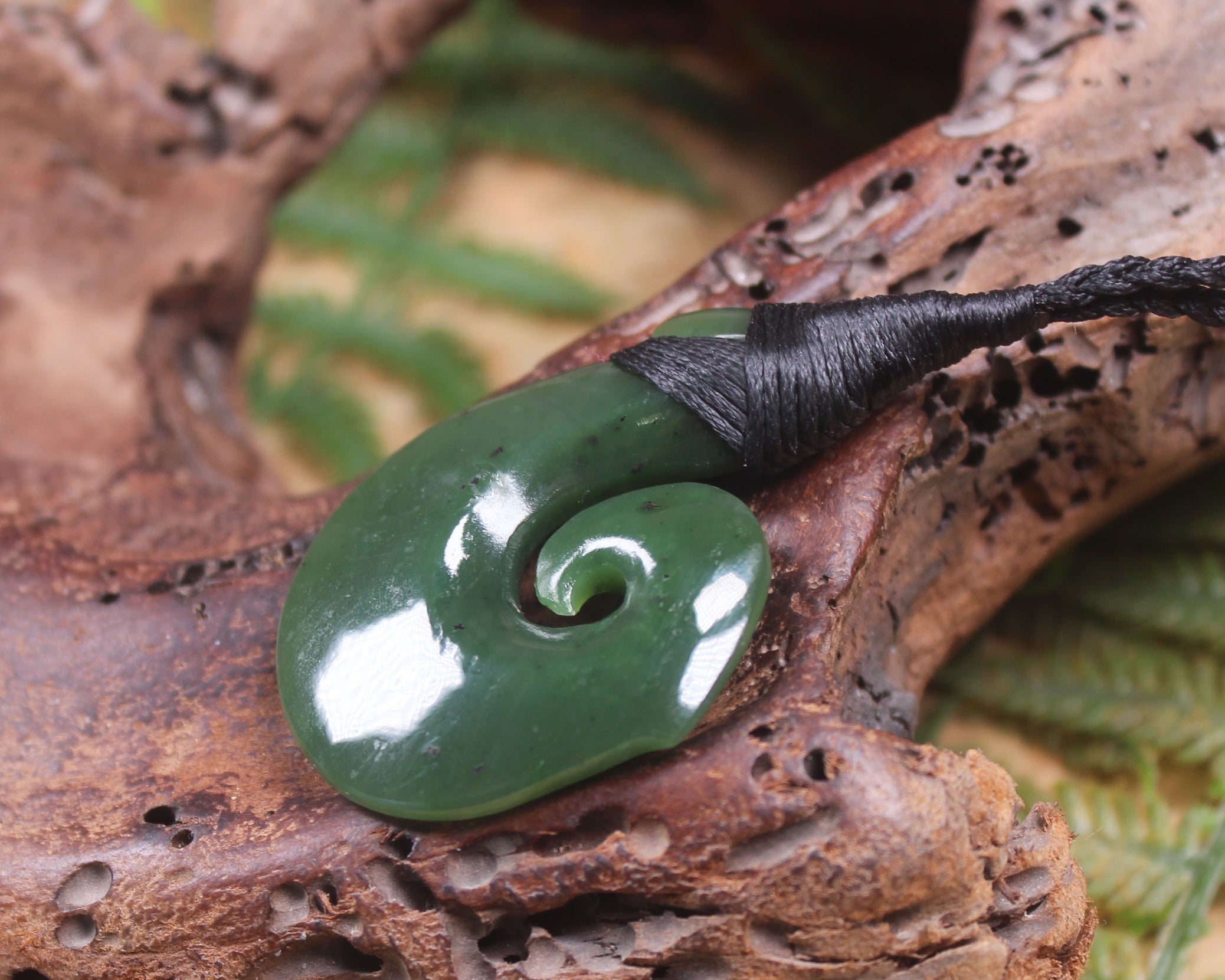 Hei Matau or Fish Hook carved from Hapopo Pounamu - NZ Greenstone