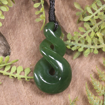 Twist carved from Kawakawa Pounamu - NZ Greenstone