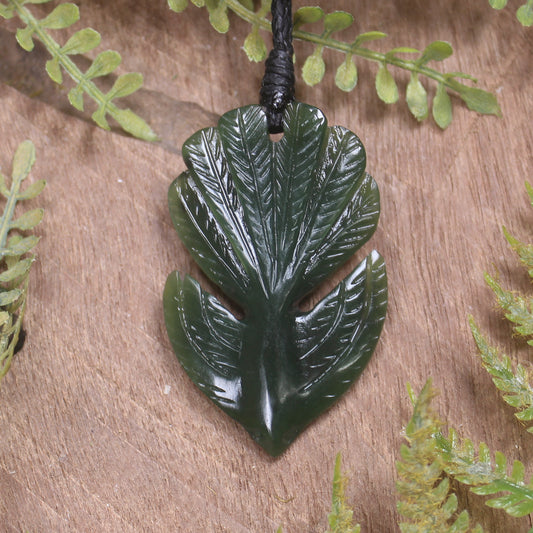 Pīwakawaka or Fantail Bird Pendant carved from Kawakawa Pounamu - NZ Greenstone