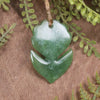 Pīwakawaka or Fantail Bird Pendant carved from Kawakawa Pounamu - NZ Greenstone
