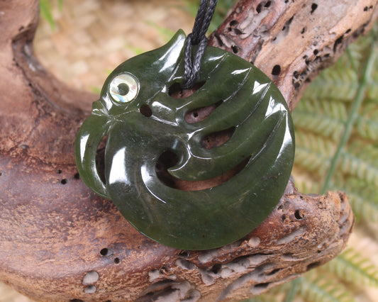Koropepe carved from Rimu Pounamu - NZ Greenstone