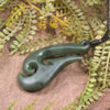 Hei Matau or Fish Hook carved from Hapopo Pounamu - NZ Greenstone