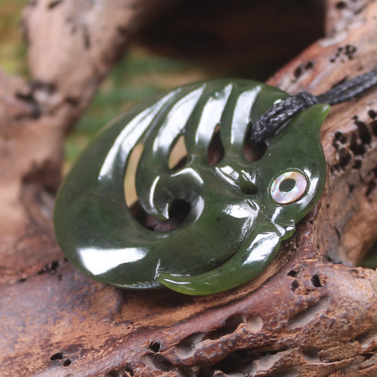 Koropepe carved from Rimu Pounamu - NZ Greenstone