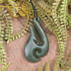 Hei Matau or Fish Hook carved from Hapopo Pounamu - NZ Greenstone