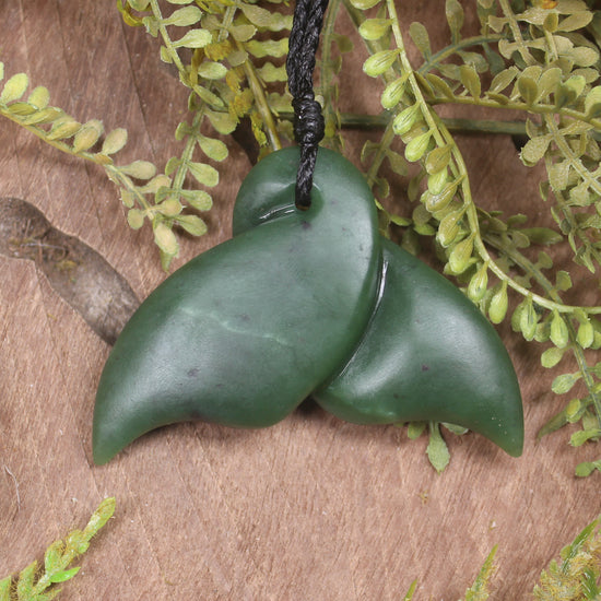 Whale Tail carved from Hapopo Pounamu - NZ Greenstone