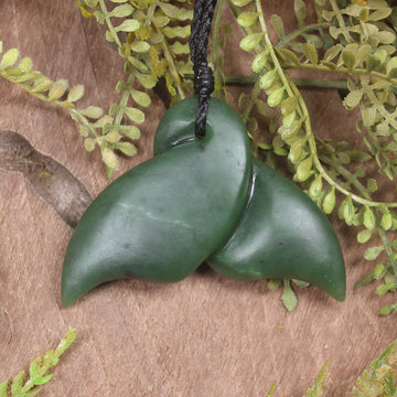 Whale Tail carved from Hapopo Pounamu - NZ Greenstone