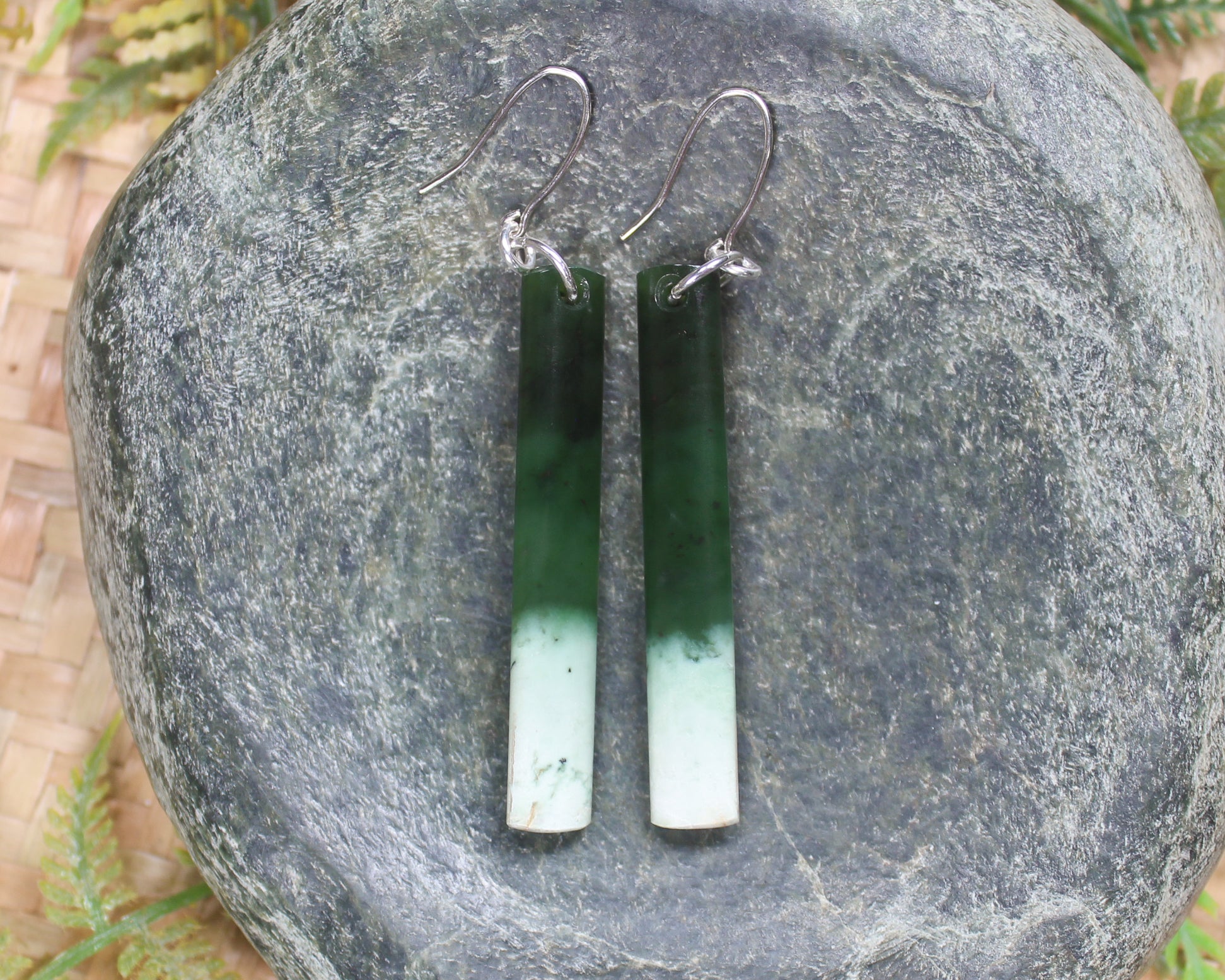 Roimata or Teardrop earrings carved from Rimu Pounamu - NZ Greenstone