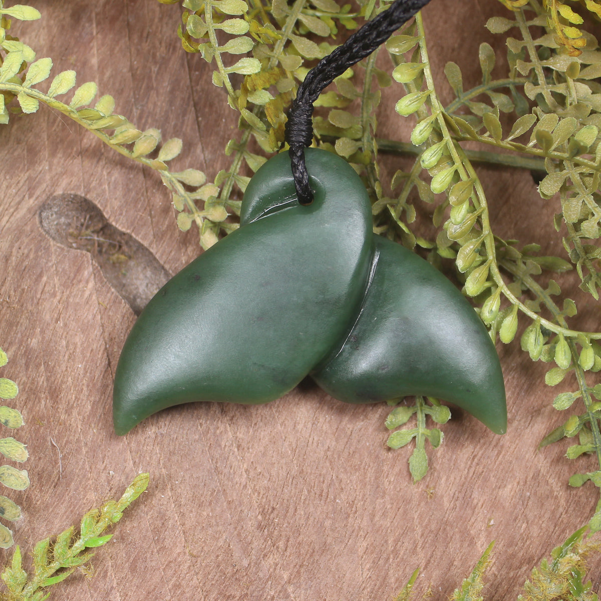 Whale Tail carved from Hapopo Pounamu - NZ Greenstone