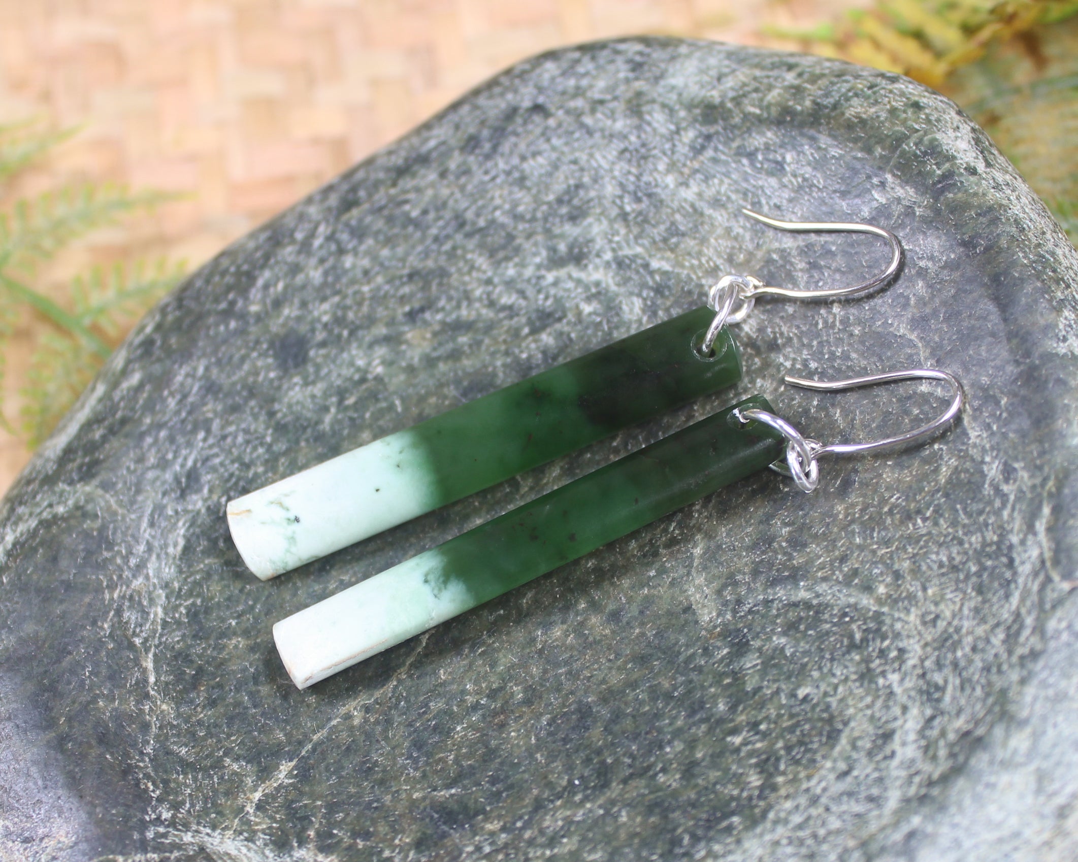 Roimata or Teardrop earrings carved from Rimu Pounamu - NZ Greenstone