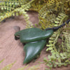 Whale Tail carved from Hapopo Pounamu - NZ Greenstone