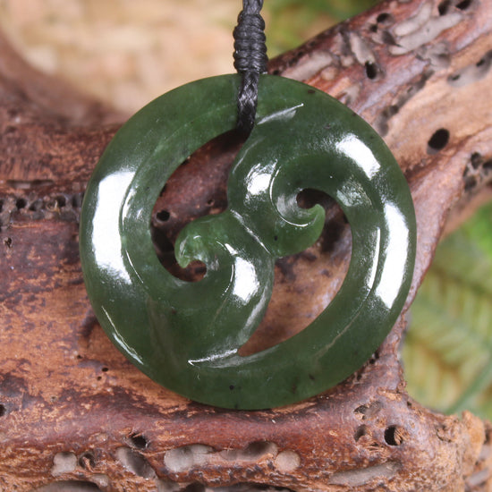 Koru carved from Rimu Pounamu - NZ Greenstone