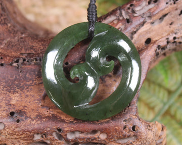 Koru carved from Rimu Pounamu - NZ Greenstone