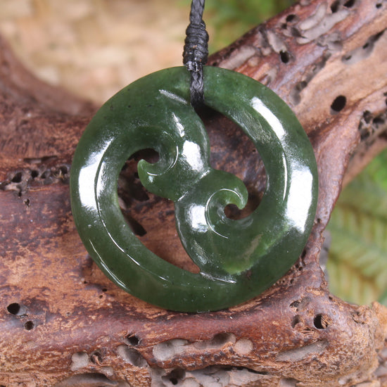 Koru carved from Rimu Pounamu - NZ Greenstone