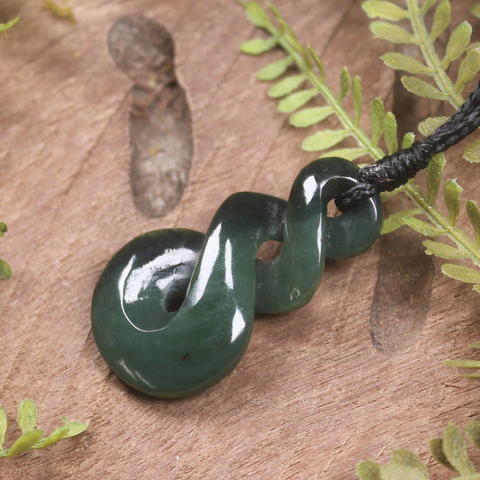 Twist or Pikorua carved from Inanga  Pounamu - NZ Greenstone