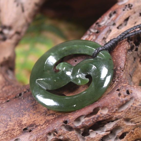 Koru carved from Rimu Pounamu - NZ Greenstone