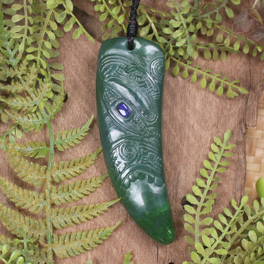 Tooth pendant carved from Hapopo Pounamu - NZ Greenstone