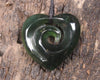 Heart with Koru carved from Tangiwai  Pounamu - NZ Greenstone