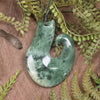 NZ Greenstone Large Hei Matau Pendant (CB881) Raukaraka Pounamu