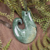 NZ Greenstone Large Hei Matau Pendant (CB881) Raukaraka Pounamu