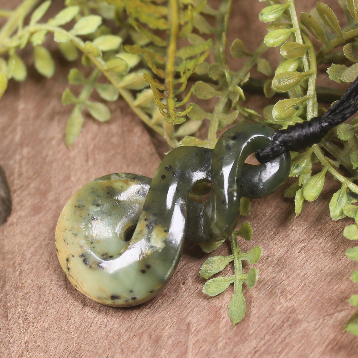 Twist carved from Rimu Pounamu - NZ Greenstone