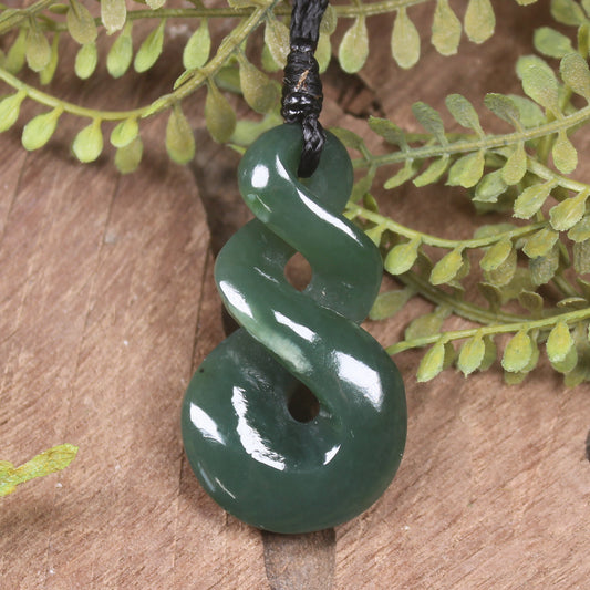 Twist or Pikorua carved from Inanga  Pounamu - NZ Greenstone