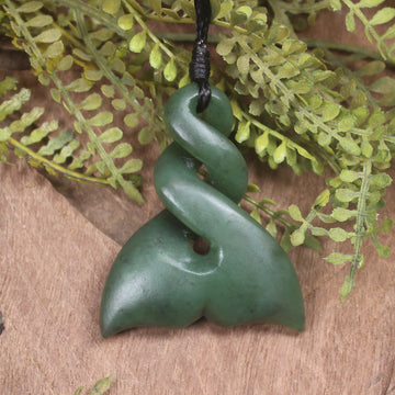 Whale Tail carved from Kawakawa Pounamu - NZ Greenstone