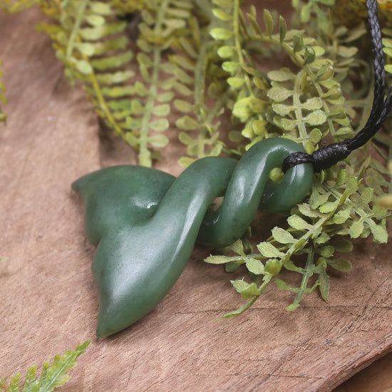 Whale Tail carved from Kawakawa Pounamu - NZ Greenstone