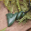 Whale Tail carved from Kawakawa Pounamu - NZ Greenstone