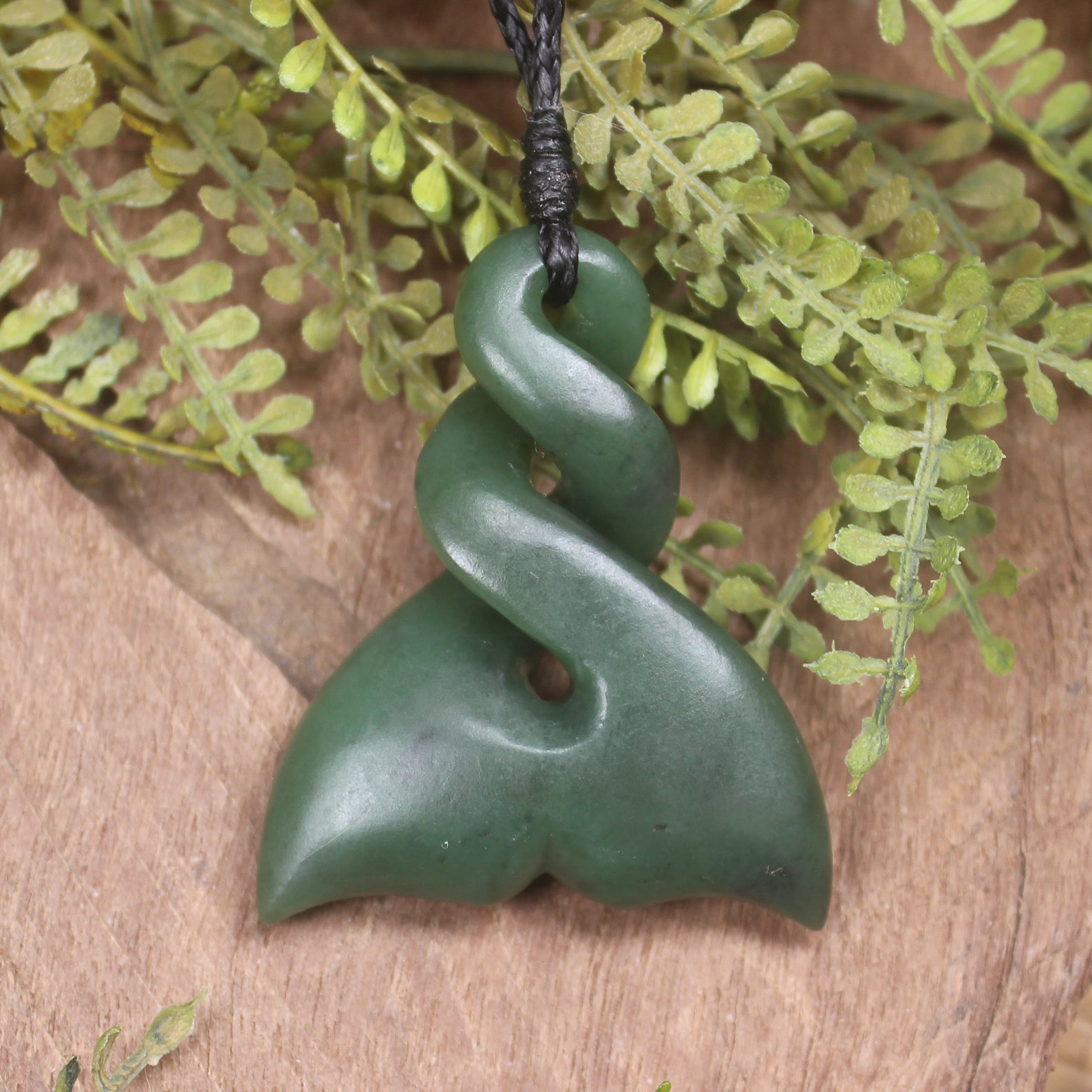 Whale Tail carved from Kawakawa Pounamu - NZ Greenstone