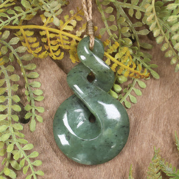Twist or Pikorua carved from Hapopo Pounamu - NZ Greenstone