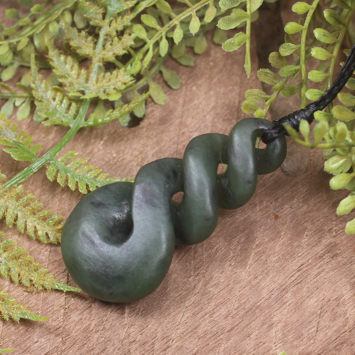 Twist carved from Rimu Pounamu - NZ Greenstone