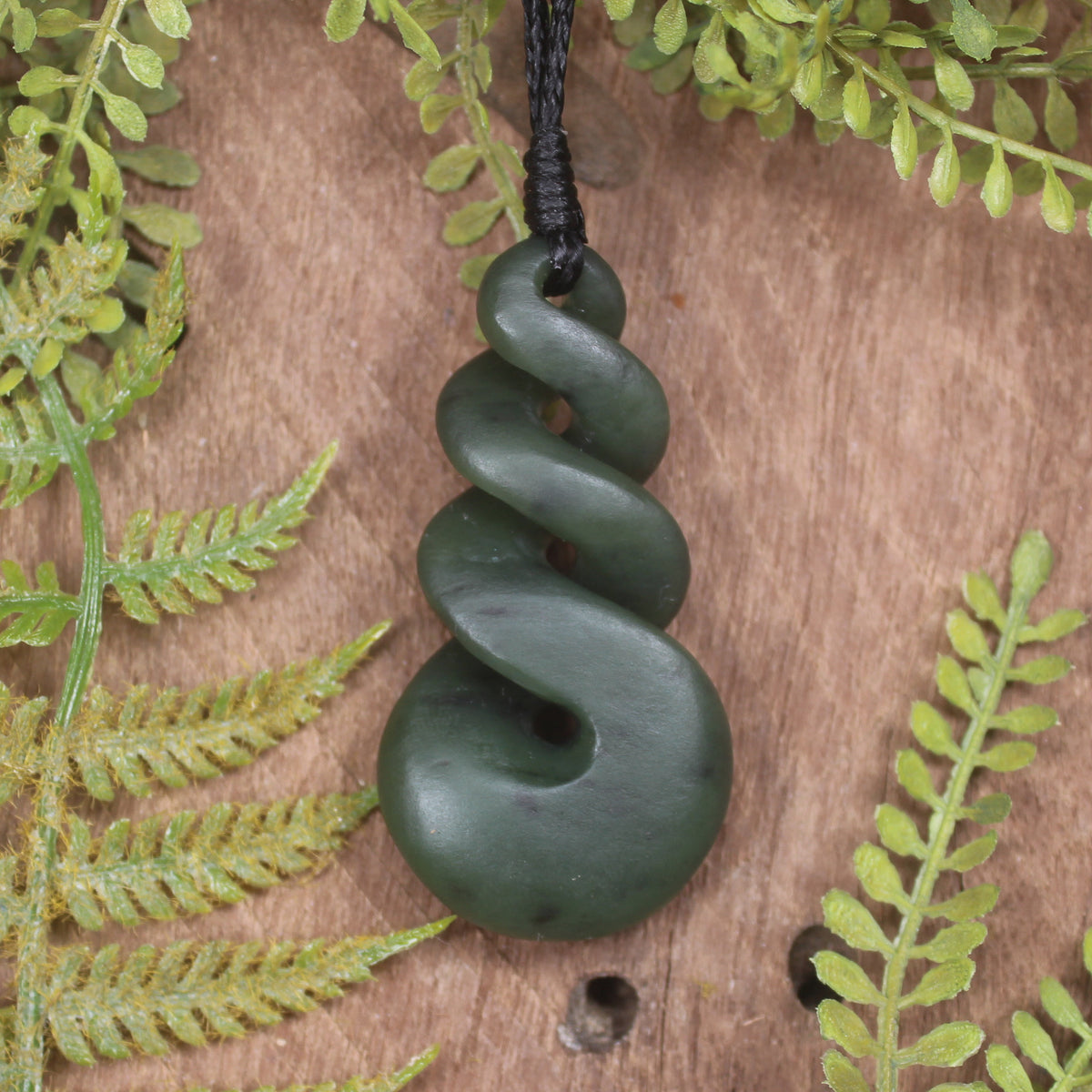 Twist carved from Rimu Pounamu - NZ Greenstone