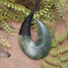 Hei Matau or Fish Hook carved from Inanga Pounamu - NZ Greenstone