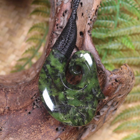 Hei Matau carved from Douglas Creek Pounamu - NZ Greenstone