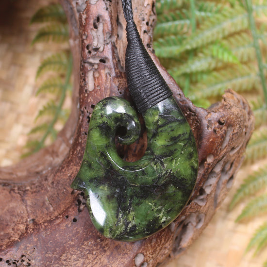 Hei Matau carved from Douglas Creek Pounamu - NZ Greenstone