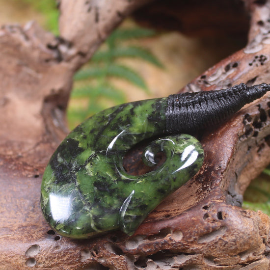 Hei Matau carved from Douglas Creek Pounamu - NZ Greenstone