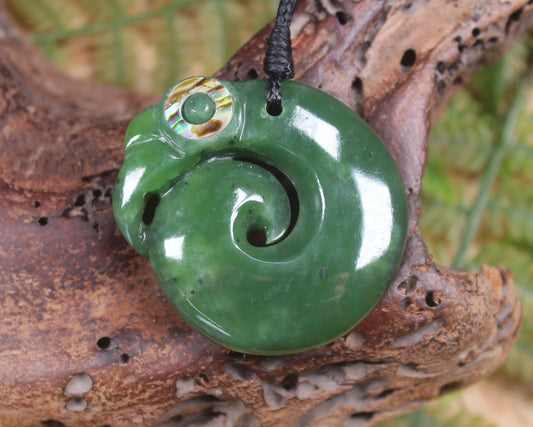 Koropepe carved from Hapopo Pounamu - NZ Greenstone