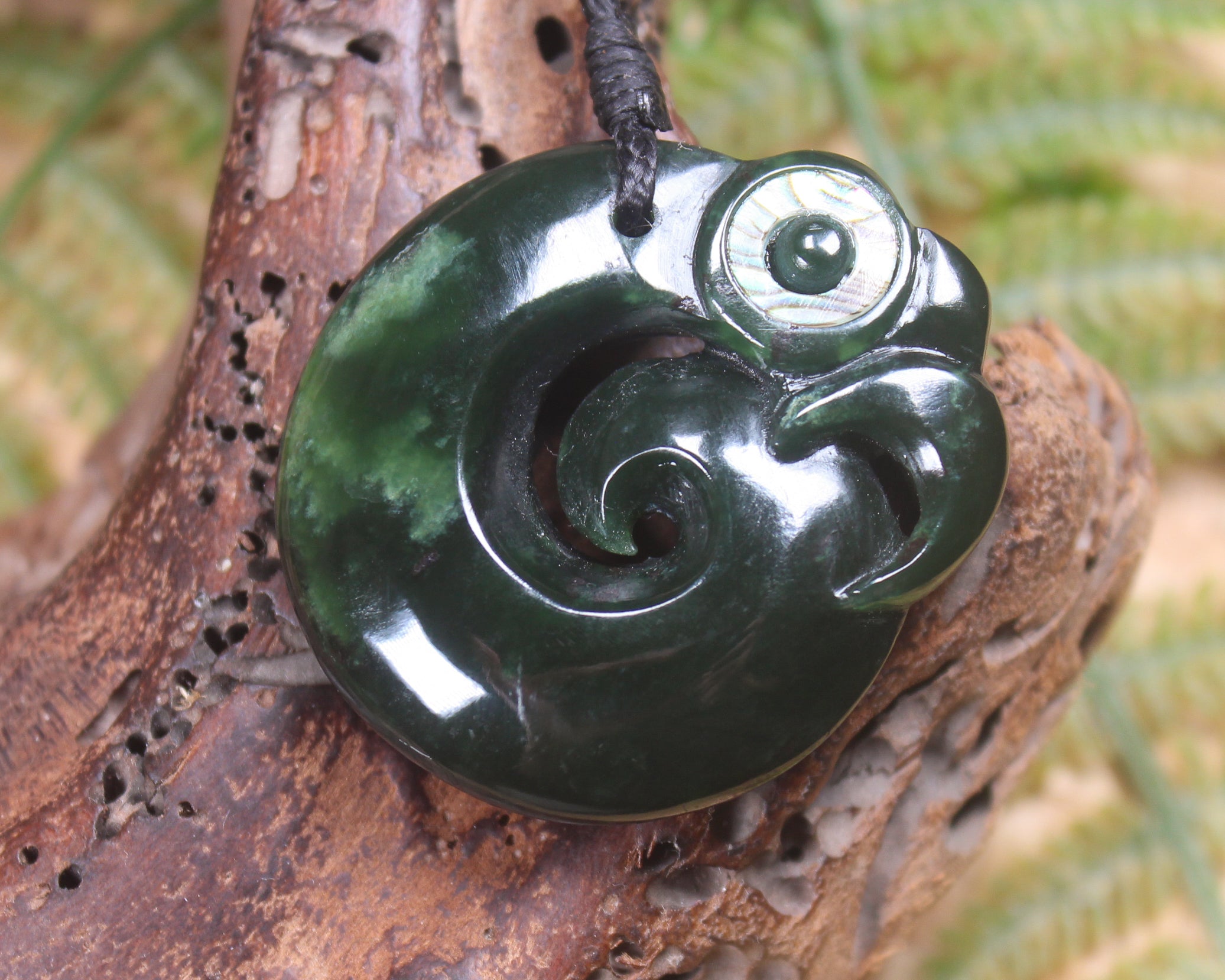 Koropepe carved from Kawakawa Pounamu - NZ Greenstone