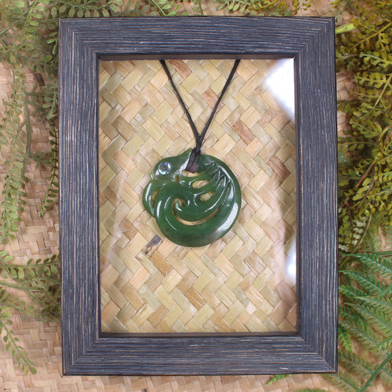 Framed Hapopo Pounamu Twist Pendant - NZ Greenstone