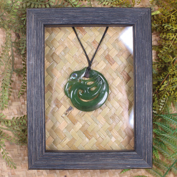Framed Hapopo Pounamu Twist Pendant - NZ Greenstone