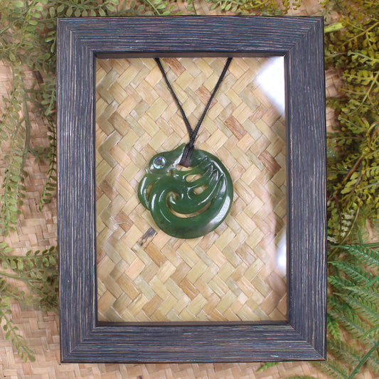 Framed Hapopo Pounamu Twist Pendant - NZ Greenstone