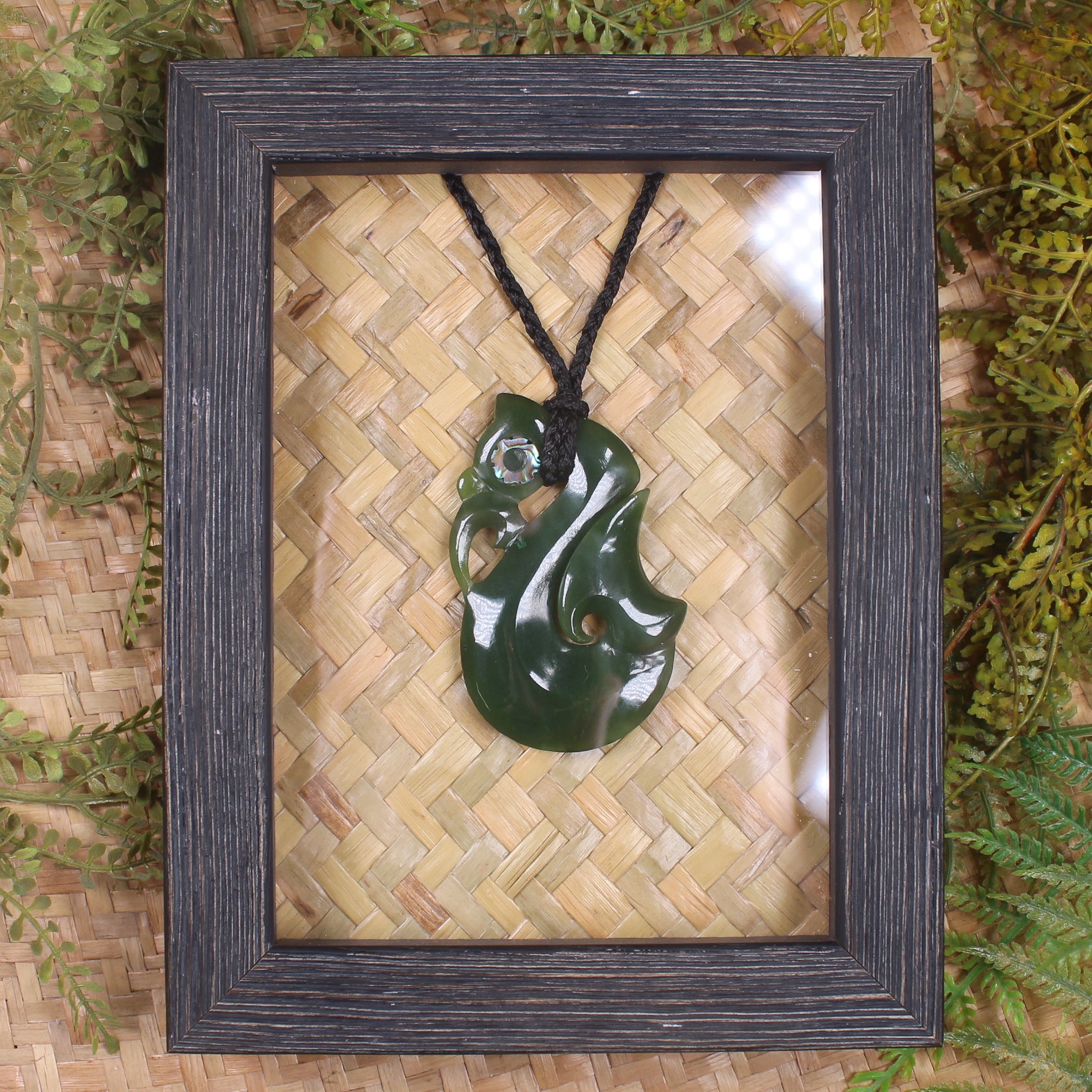 Framed Hapopo Pounamu Manaia Pendant - NZ Greenstone
