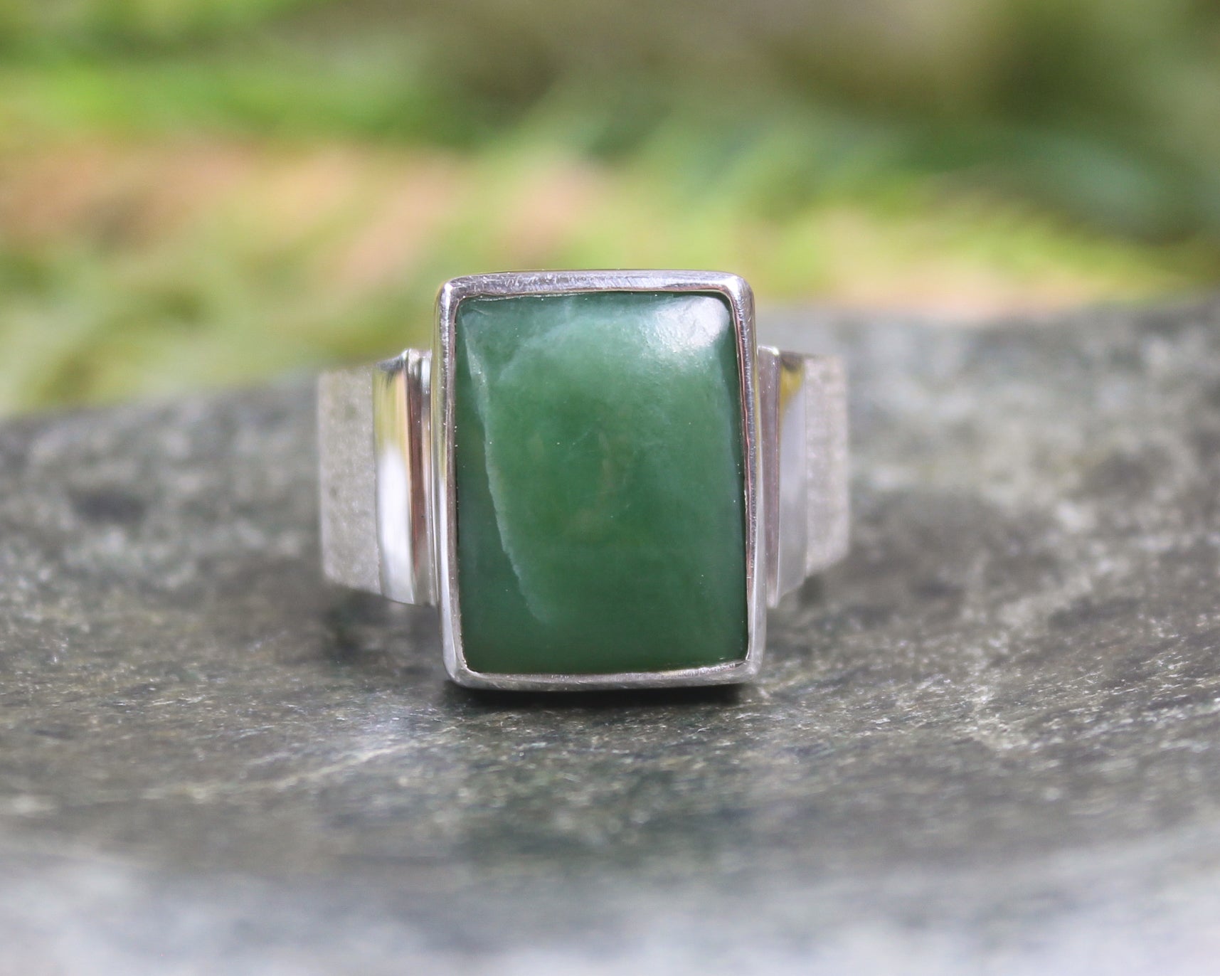 Sterling Silver Hapopo Pounamu Ring - NZ Greenstone