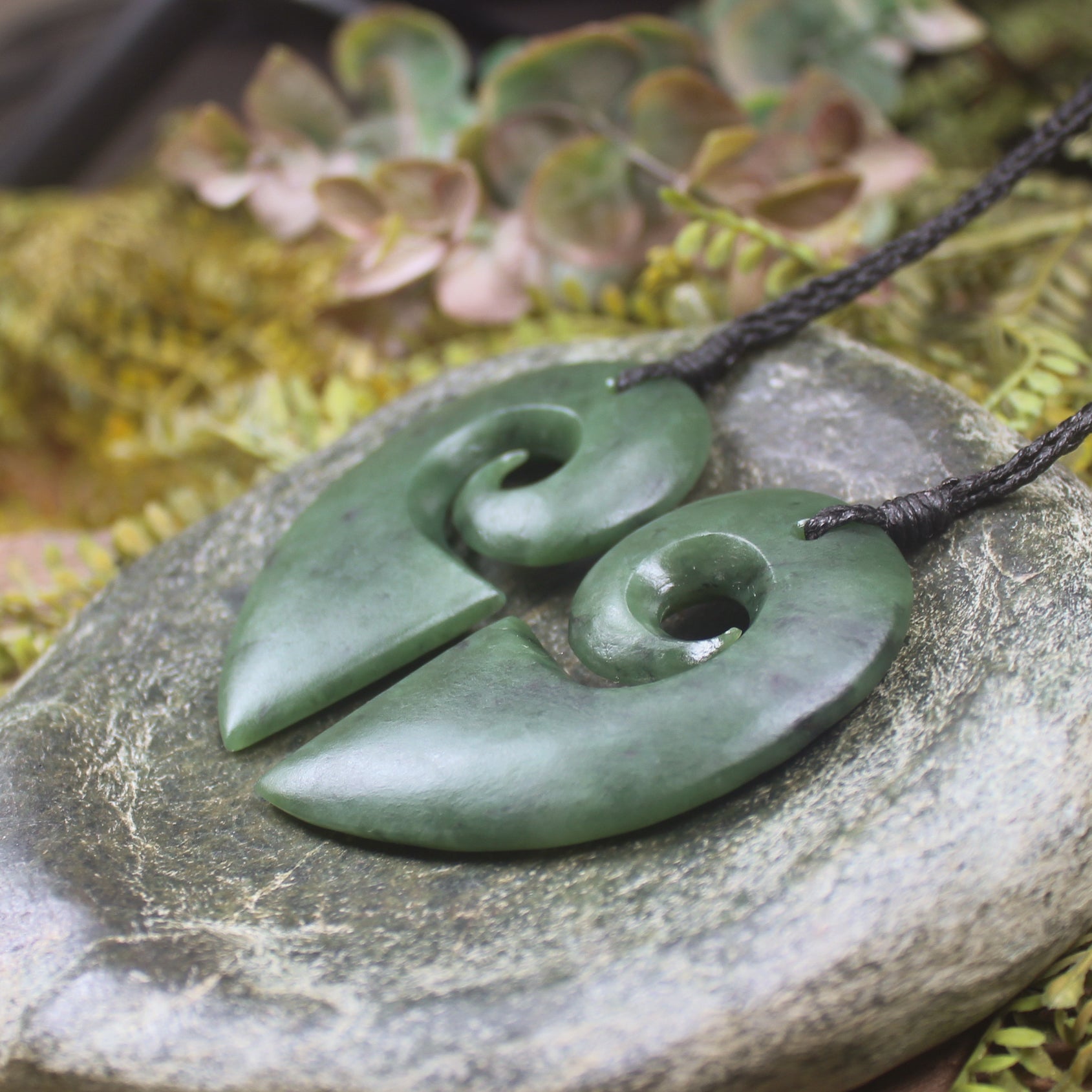 Koru Heart pendant carved from Hapopo Pounamu - NZ Greenstone