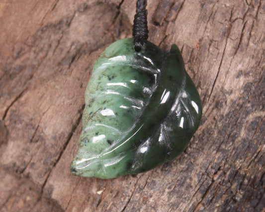 Kawakawa leaves carved from Kawakawa Pounamu - NZ Greenstone