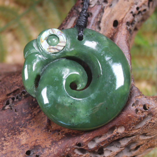 Koropepe carved from Hapopo Pounamu - NZ Greenstone
