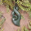 Koru Twist carved from Hapopo Pounamu - NZ Greenstone