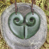 Koru Heart pendant carved from Hapopo Pounamu - NZ Greenstone