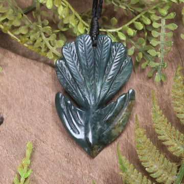Pīwakawaka or Fantail Bird Pendant carved from Inanga Pounamu - NZ Greenstone