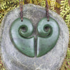 Koru Heart pendant carved from Hapopo Pounamu - NZ Greenstone